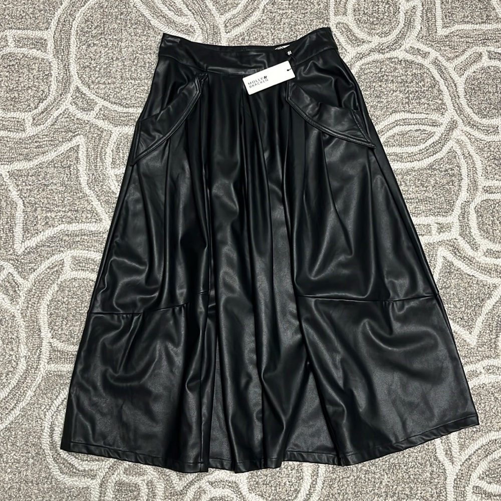 Molly Bracken Vegan leather midi skirt